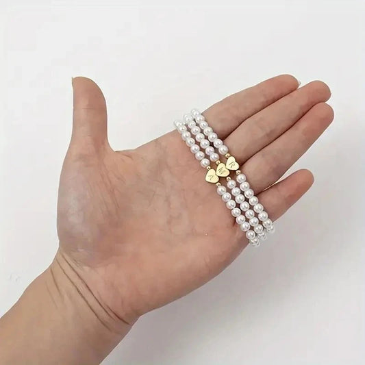 Bracelet Perles Cœur Initiale