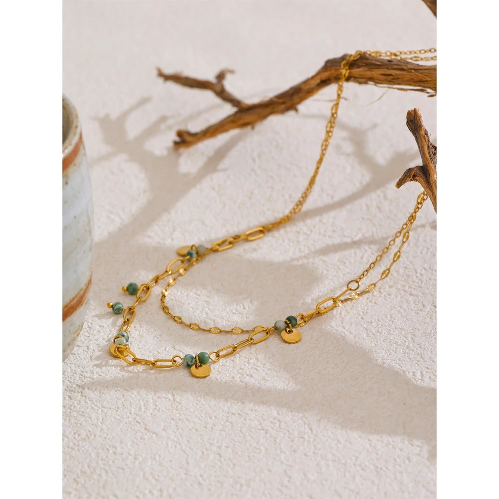 Collier Double Rang Pierres