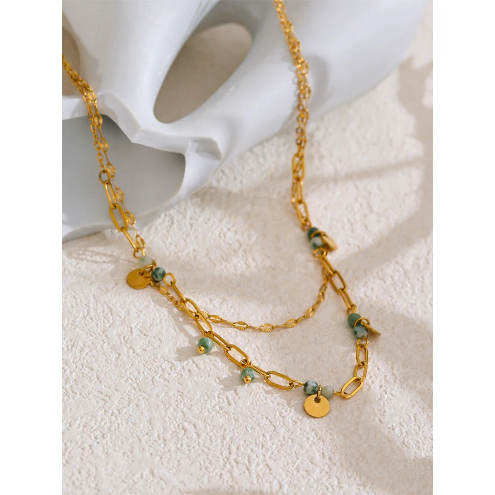 Collier Double Rang Pierres