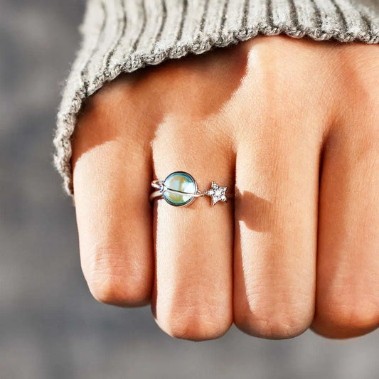Bague Étoile et Lune Rotative