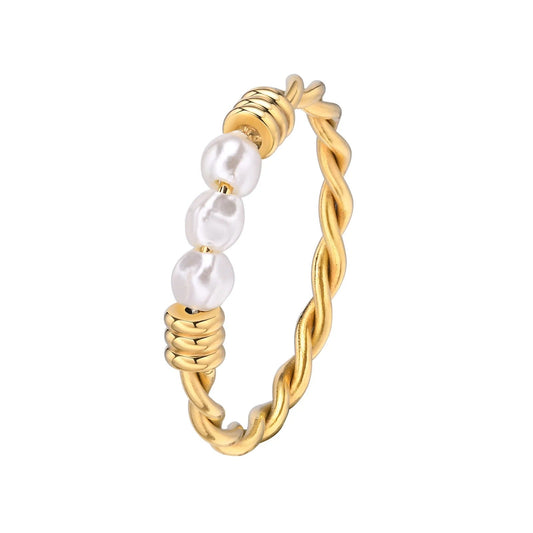Bague torsadée avec perle