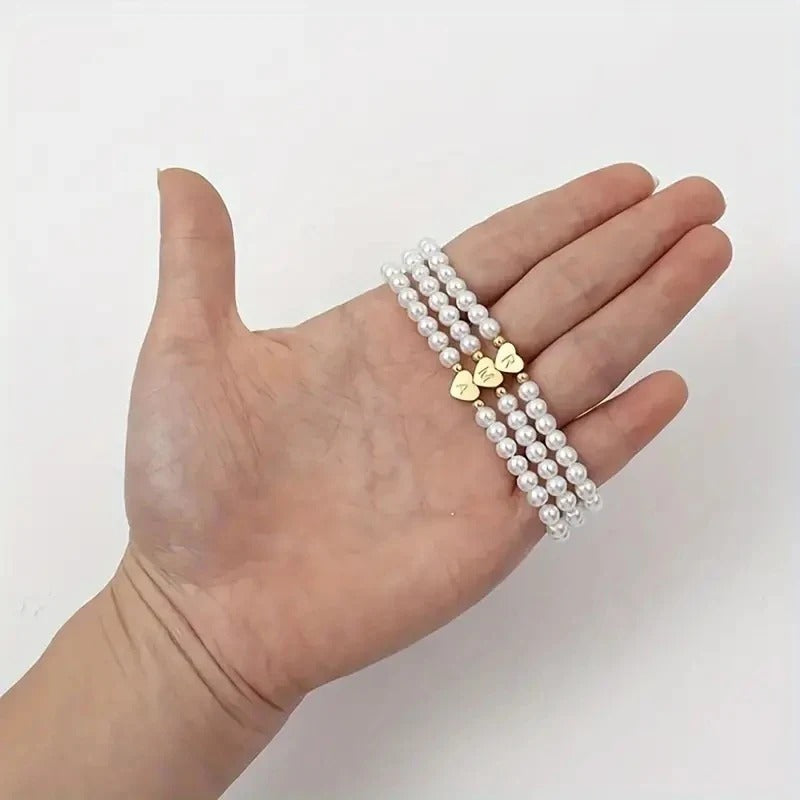 Bracelet Perles Cœur Initiale