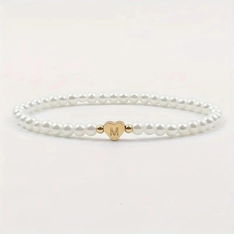 Bracelet Perles Cœur Initiale