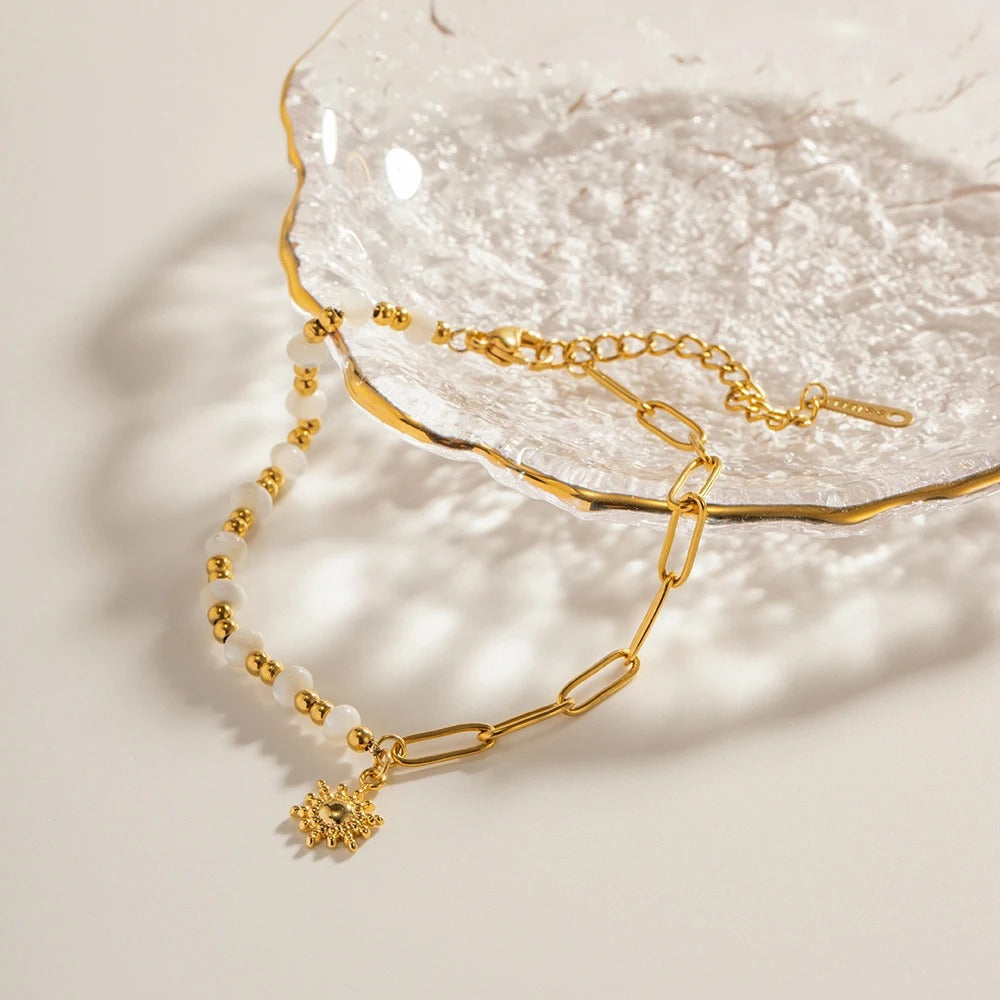 Bracelet Soleil Perle & Maillons Trombone
