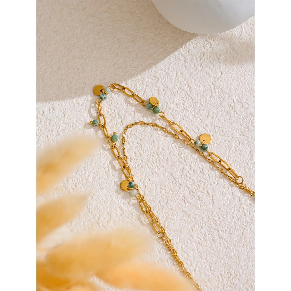 Collier Double Rang Pierres