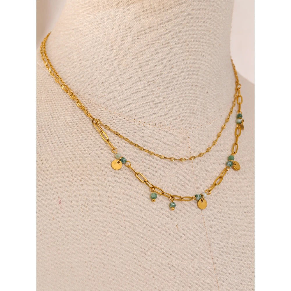 Collier Double Rang Pierres