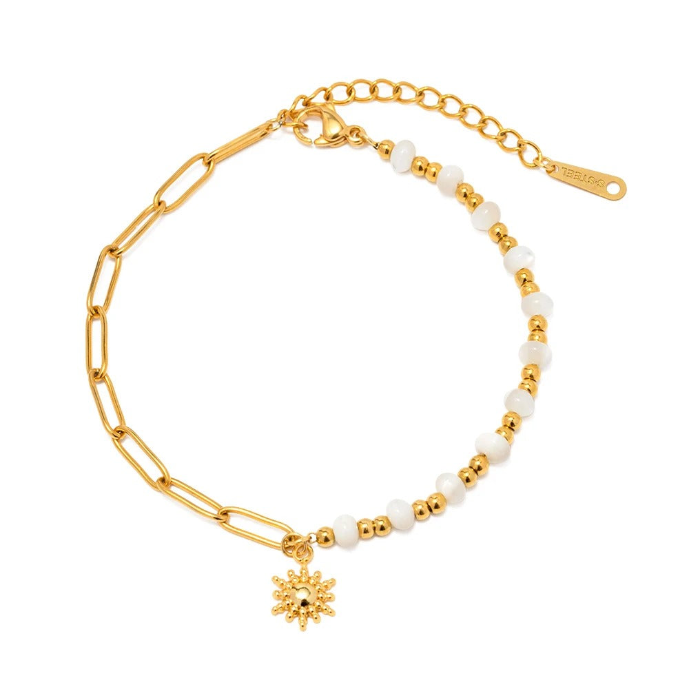 Bracelet Soleil Perle & Maillons Trombone