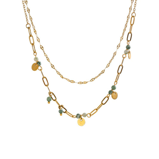 Collier Double Rang Pierres